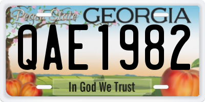 GA license plate QAE1982