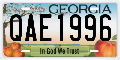 GA license plate QAE1996
