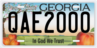 GA license plate QAE2000