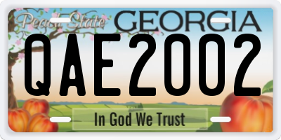 GA license plate QAE2002