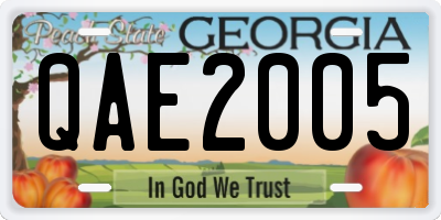 GA license plate QAE2005