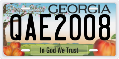 GA license plate QAE2008