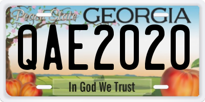 GA license plate QAE2020