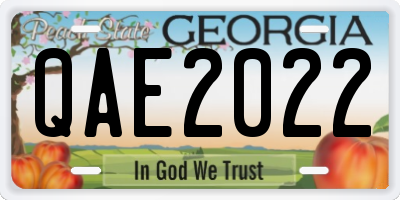 GA license plate QAE2022