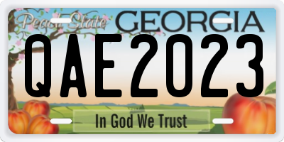 GA license plate QAE2023