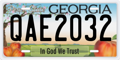 GA license plate QAE2032
