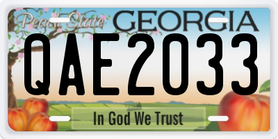 GA license plate QAE2033