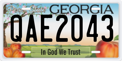 GA license plate QAE2043