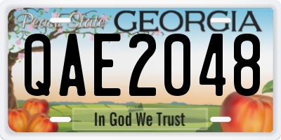 GA license plate QAE2048