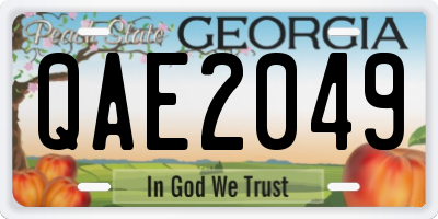 GA license plate QAE2049