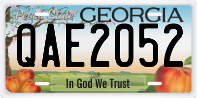 GA license plate QAE2052
