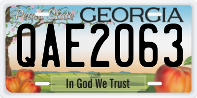 GA license plate QAE2063