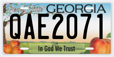 GA license plate QAE2071