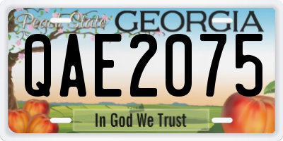 GA license plate QAE2075