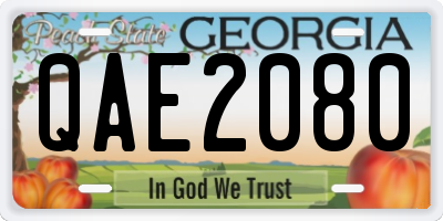 GA license plate QAE2080