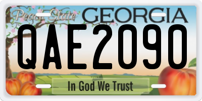 GA license plate QAE2090
