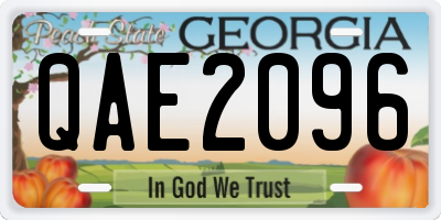 GA license plate QAE2096