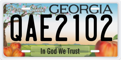 GA license plate QAE2102