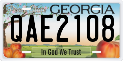 GA license plate QAE2108