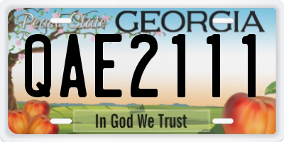 GA license plate QAE2111