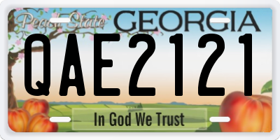 GA license plate QAE2121