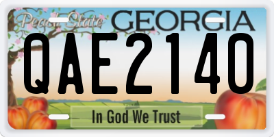 GA license plate QAE2140