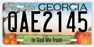 GA license plate QAE2145