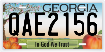 GA license plate QAE2156