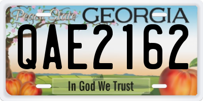 GA license plate QAE2162