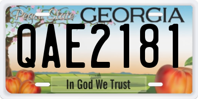 GA license plate QAE2181