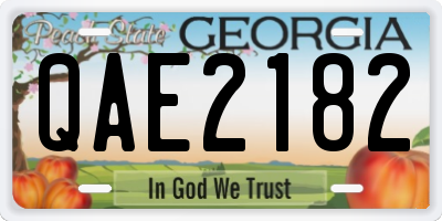 GA license plate QAE2182