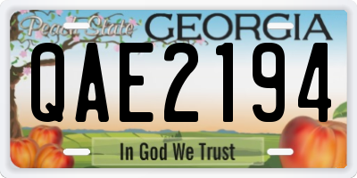 GA license plate QAE2194