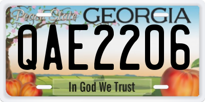 GA license plate QAE2206