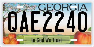 GA license plate QAE2240