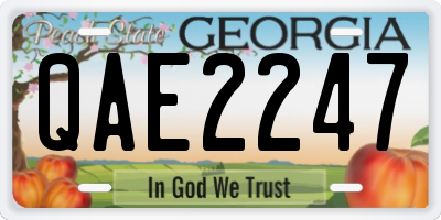 GA license plate QAE2247