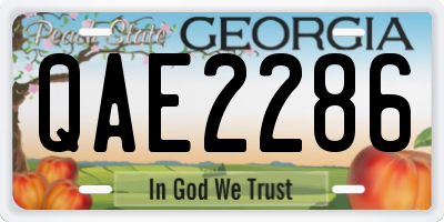 GA license plate QAE2286