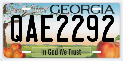 GA license plate QAE2292