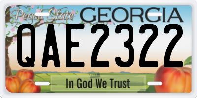 GA license plate QAE2322