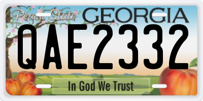 GA license plate QAE2332