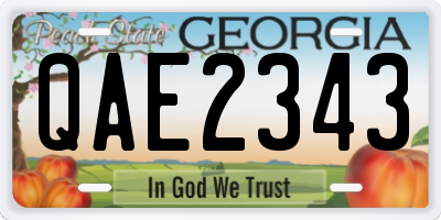 GA license plate QAE2343