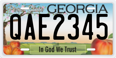 GA license plate QAE2345