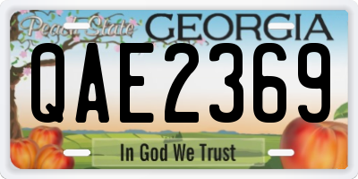 GA license plate QAE2369