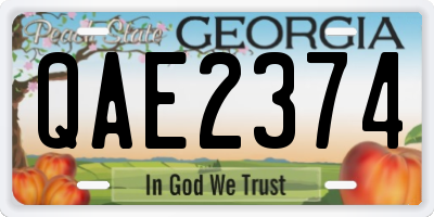 GA license plate QAE2374