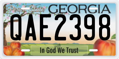 GA license plate QAE2398