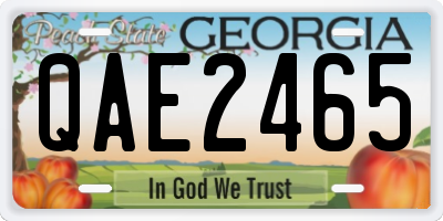 GA license plate QAE2465