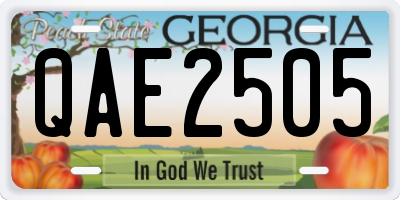 GA license plate QAE2505
