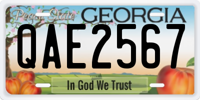 GA license plate QAE2567