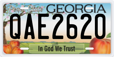 GA license plate QAE2620