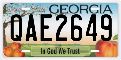 GA license plate QAE2649