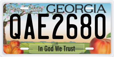 GA license plate QAE2680